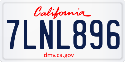 CA license plate 7LNL896