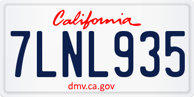 CA license plate 7LNL935