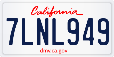 CA license plate 7LNL949