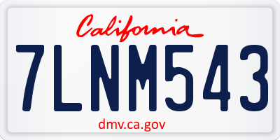 CA license plate 7LNM543