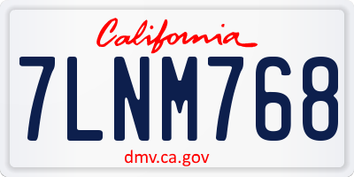 CA license plate 7LNM768