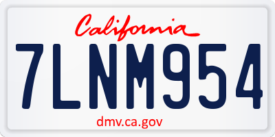 CA license plate 7LNM954