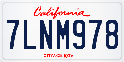 CA license plate 7LNM978