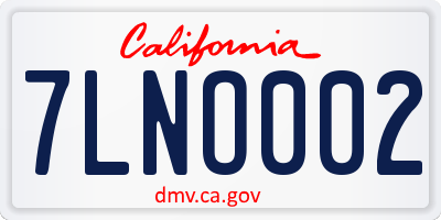 CA license plate 7LNO002