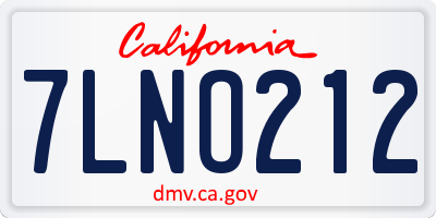 CA license plate 7LNO212