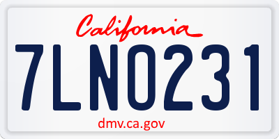 CA license plate 7LNO231
