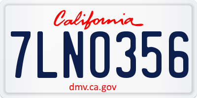 CA license plate 7LNO356