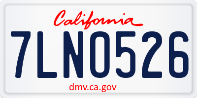 CA license plate 7LNO526