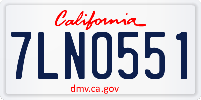 CA license plate 7LNO551