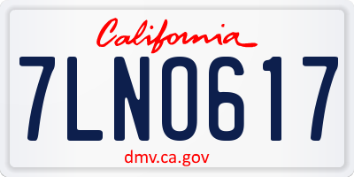 CA license plate 7LNO617