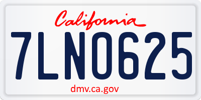 CA license plate 7LNO625