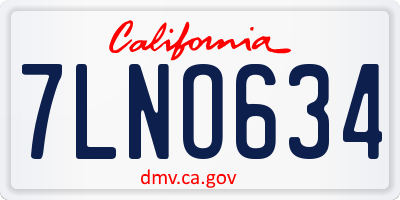 CA license plate 7LNO634