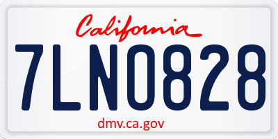 CA license plate 7LNO828