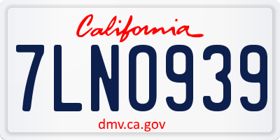 CA license plate 7LNO939
