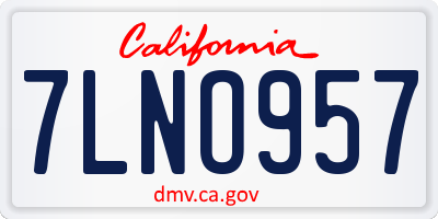 CA license plate 7LNO957