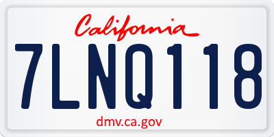 CA license plate 7LNQ118