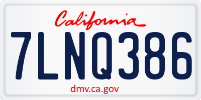 CA license plate 7LNQ386
