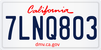 CA license plate 7LNQ803