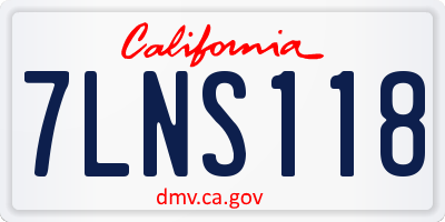 CA license plate 7LNS118