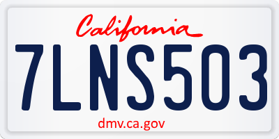 CA license plate 7LNS503