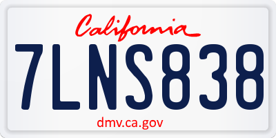 CA license plate 7LNS838