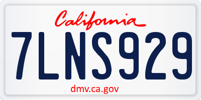 CA license plate 7LNS929