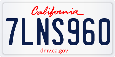 CA license plate 7LNS960