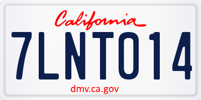 CA license plate 7LNT014