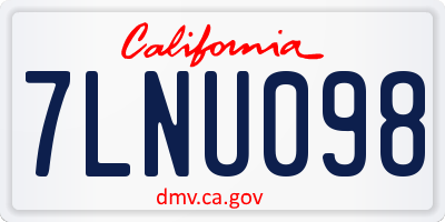 CA license plate 7LNU098