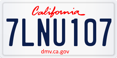 CA license plate 7LNU107