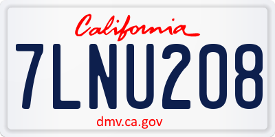 CA license plate 7LNU208