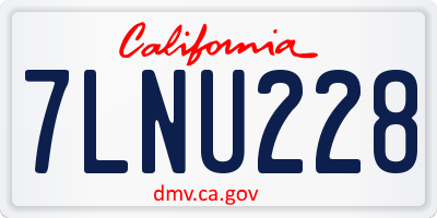 CA license plate 7LNU228