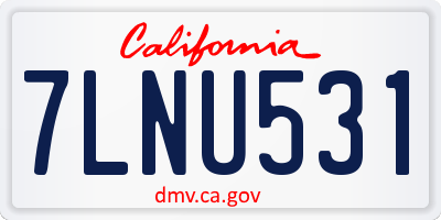 CA license plate 7LNU531