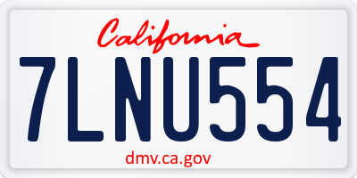 CA license plate 7LNU554