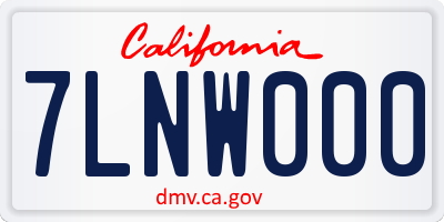 CA license plate 7LNW000
