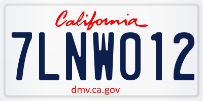 CA license plate 7LNW012