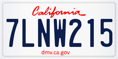 CA license plate 7LNW215