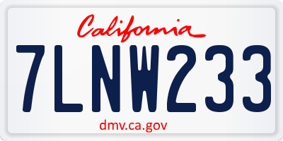 CA license plate 7LNW233