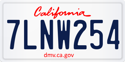 CA license plate 7LNW254
