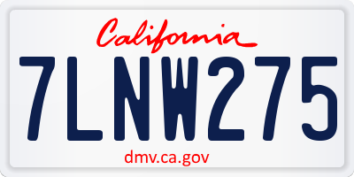 CA license plate 7LNW275