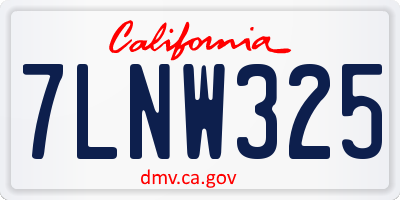 CA license plate 7LNW325