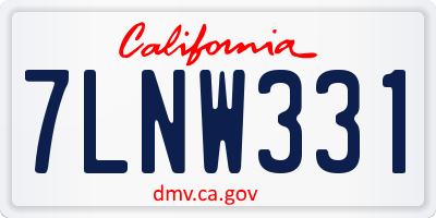 CA license plate 7LNW331