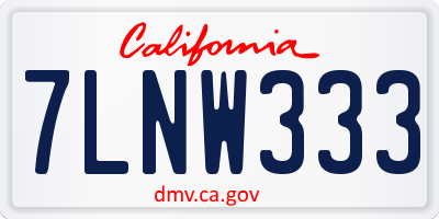 CA license plate 7LNW333