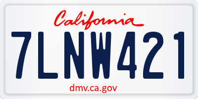 CA license plate 7LNW421