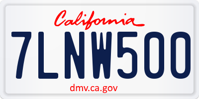 CA license plate 7LNW500