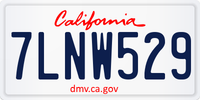CA license plate 7LNW529
