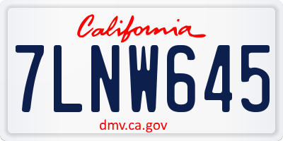 CA license plate 7LNW645
