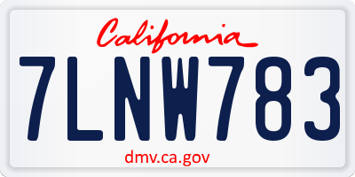 CA license plate 7LNW783