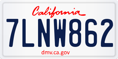 CA license plate 7LNW862