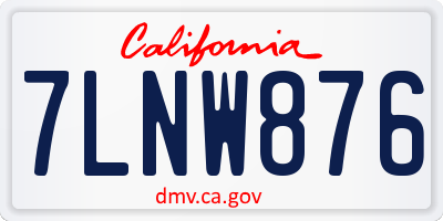CA license plate 7LNW876